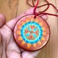 Hand Painted Sunburst Flower Pendant Necklace