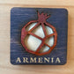 Magnet Geometric Pomegranate Armenia Wood Square 5cm x 5cm