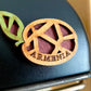 Magnet Geometric Apricot Motif Armenia Wood 8cm x 4cm