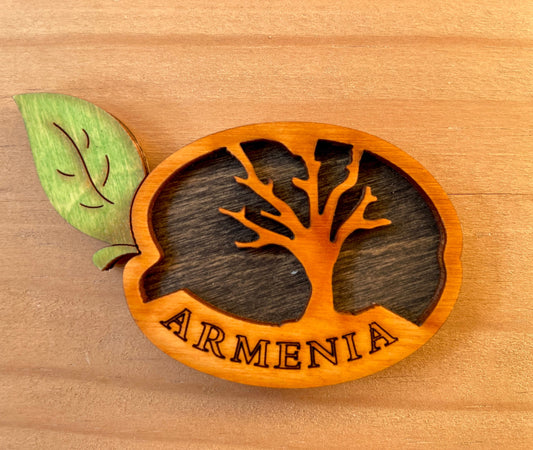 Magnet Tree and Apricot Motif Armenia Wood 8cm x 4cm