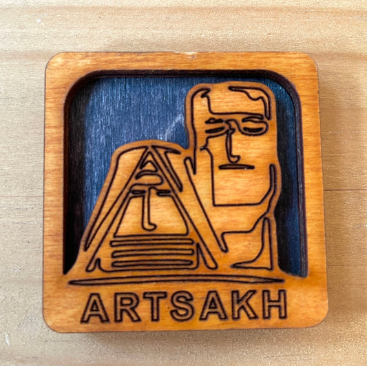 Magnet Artsakh Tatik Papik Wood Square 5cm x 5cm