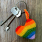 Crochet Rainbow Heart Keyring Accessory