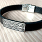 Ornamental Bird 925 Sterling Silver and Leather Bracelet