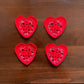 Crochet Red Heart Coasters, Set of 4