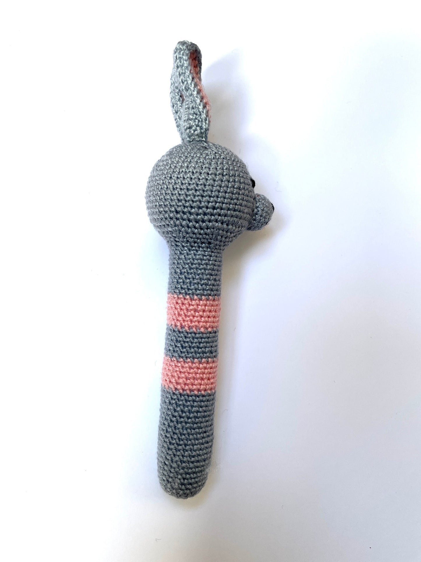 Crocheted Horse, Bunny Rabbit, Duck or Little Lamb Baby Stick Rattle