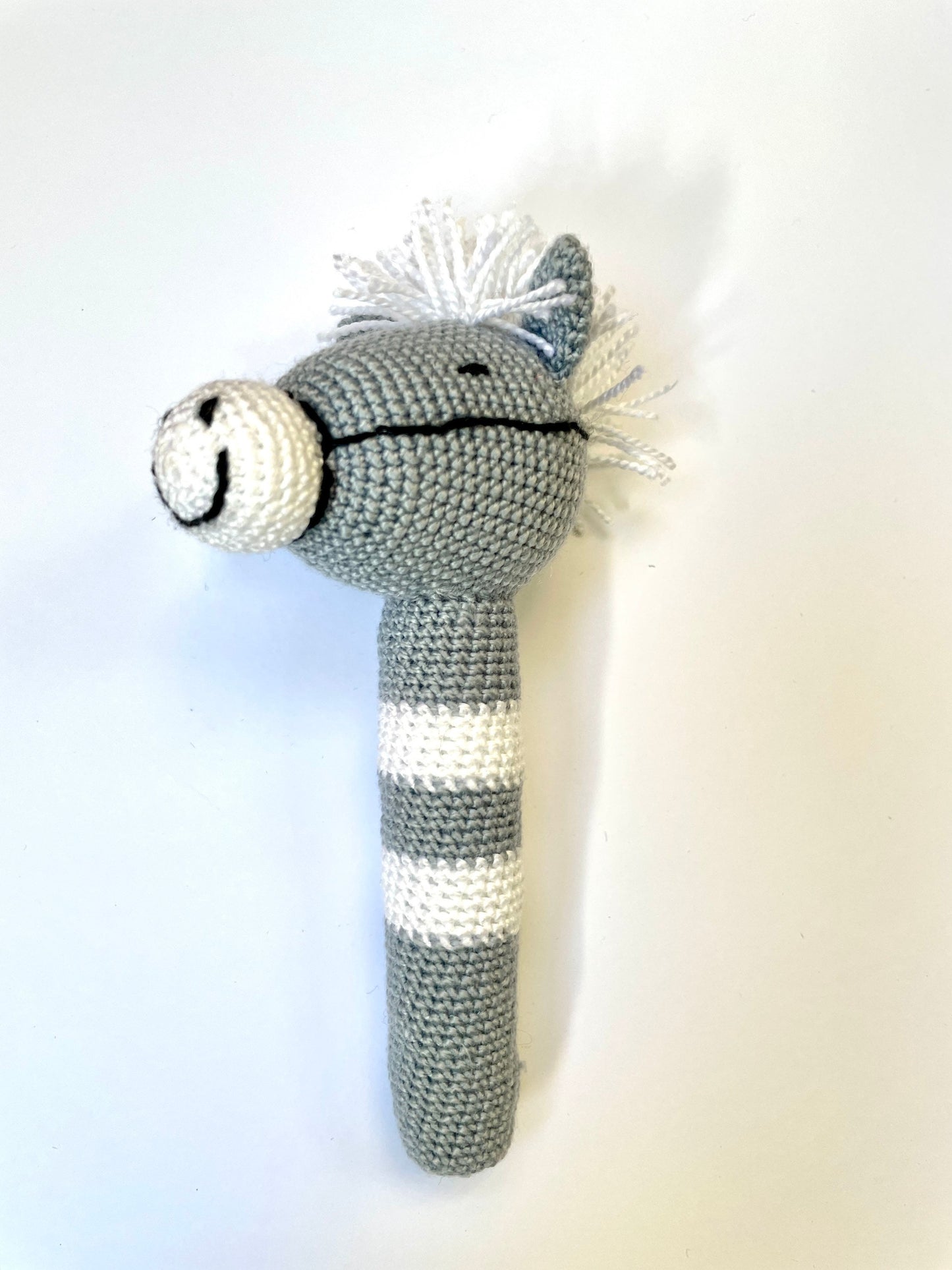 Crocheted Horse, Bunny Rabbit, Duck or Little Lamb Baby Stick Rattle