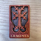 Magnet Cross Armenian Khachkar Wood Square 4cm x 6.5cm