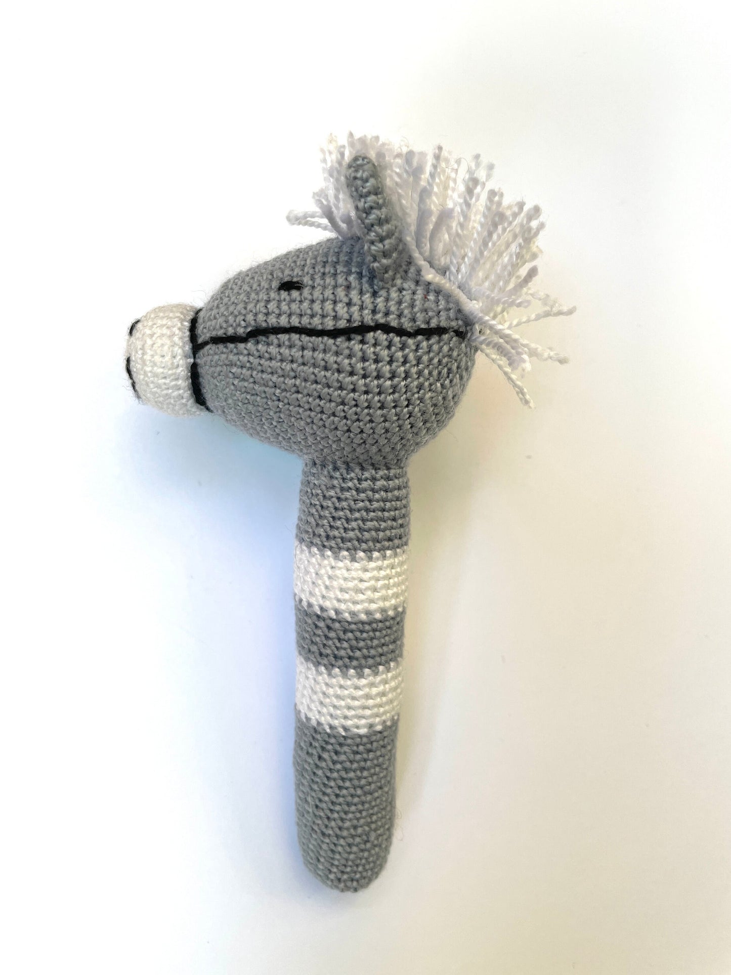Crocheted Horse, Bunny Rabbit, Duck or Little Lamb Baby Stick Rattle