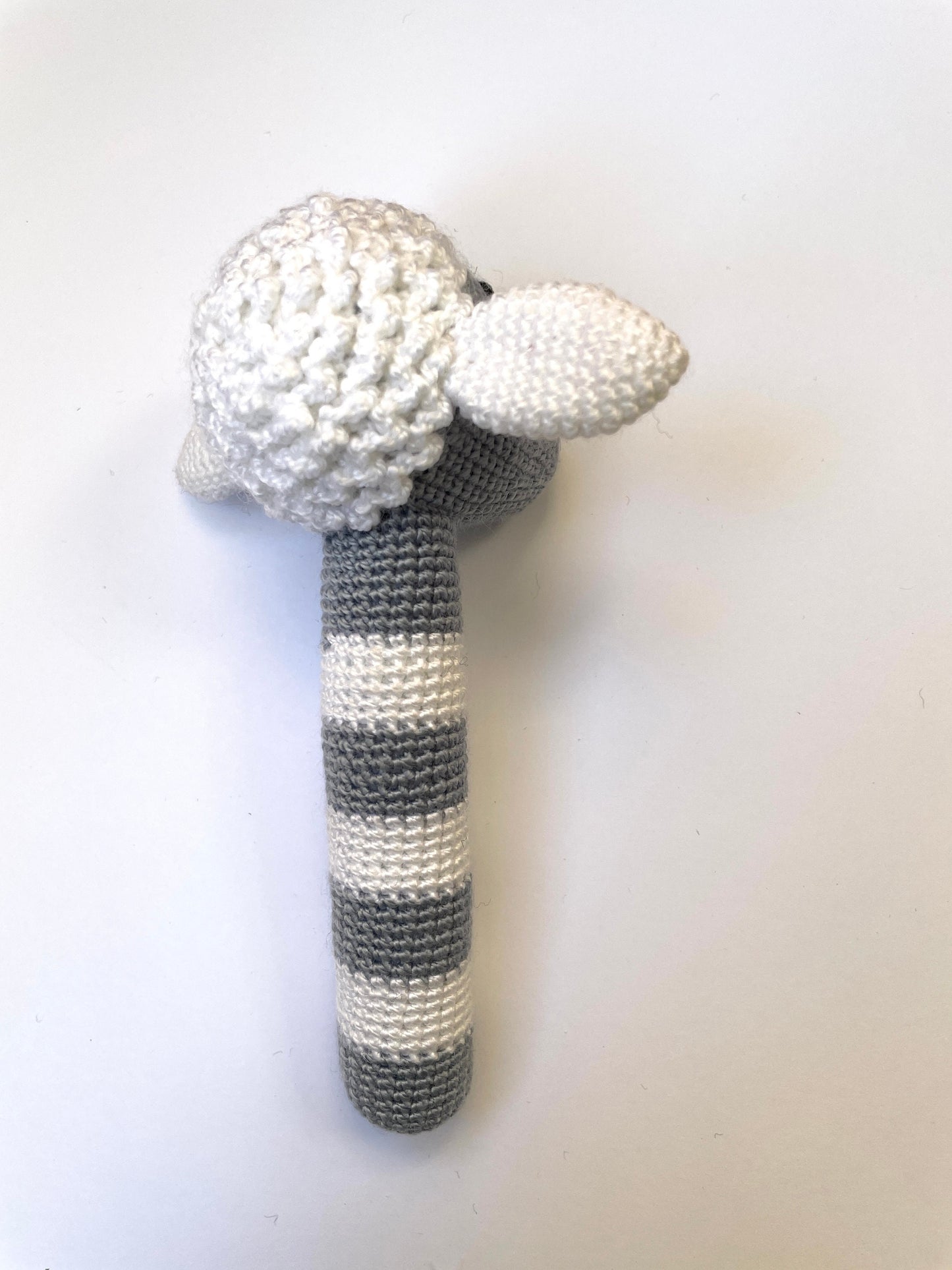 Crocheted Horse, Bunny Rabbit, Duck or Little Lamb Baby Stick Rattle