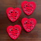 Crochet Red Heart Coasters, Set of 4