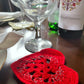 Crochet Red Heart Coasters, Set of 4