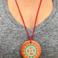 Hand Painted Sunburst Flower Pendant Necklace