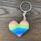 Crochet Pastel Rainbow Heart Keyring Accessory