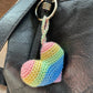 Crochet Pastel Rainbow Heart Keyring Accessory