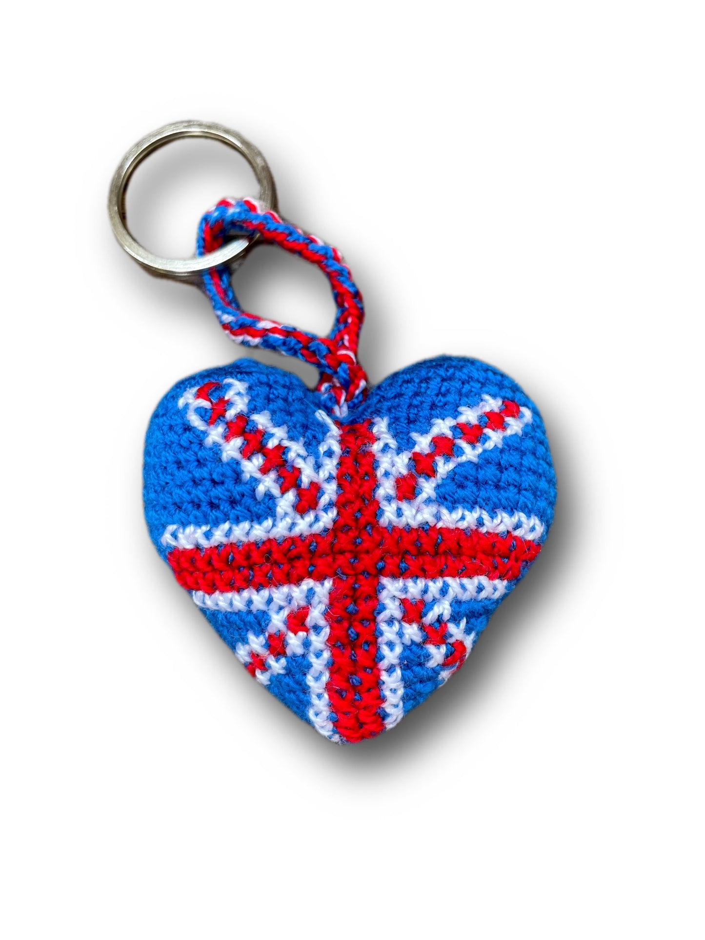 Union Jack British Flag Crocheted Heart Keyring Accessory