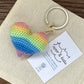 Crochet Pastel Rainbow Heart Keyring Accessory