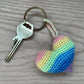 Crochet Pastel Rainbow Heart Keyring Accessory