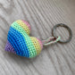 Crochet Pastel Rainbow Heart Keyring Accessory
