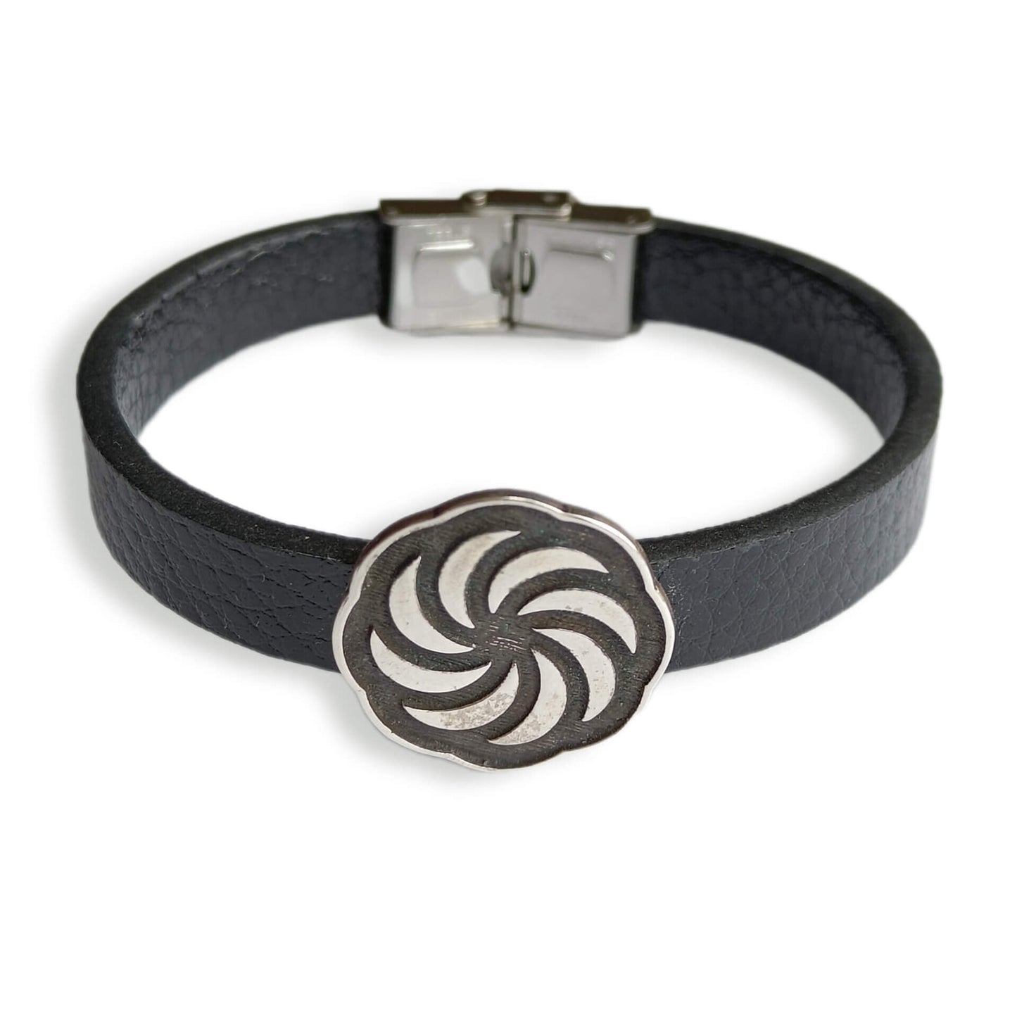 Eternity 925 Sterling Silver & Leather Bracelet