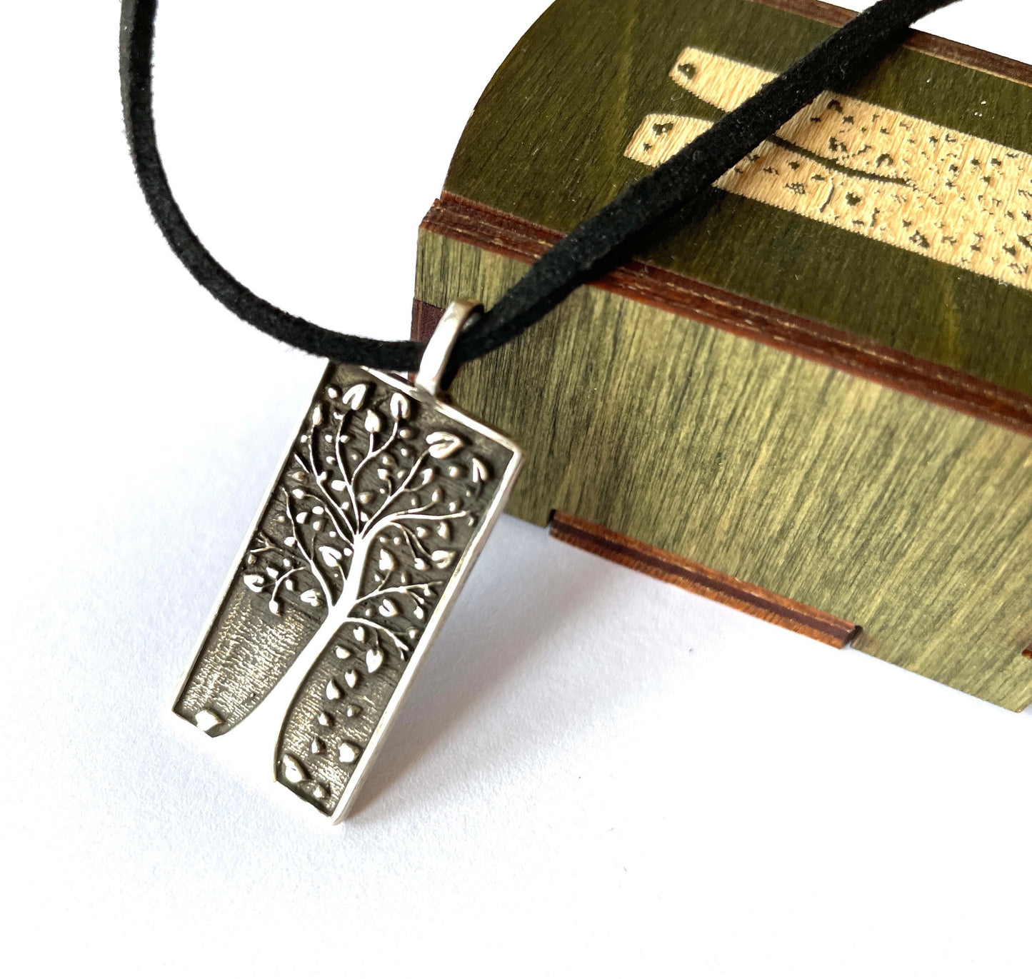 Tall Tree of Life, 925 Sterling Silver Pendant Necklace with Keepsake Box