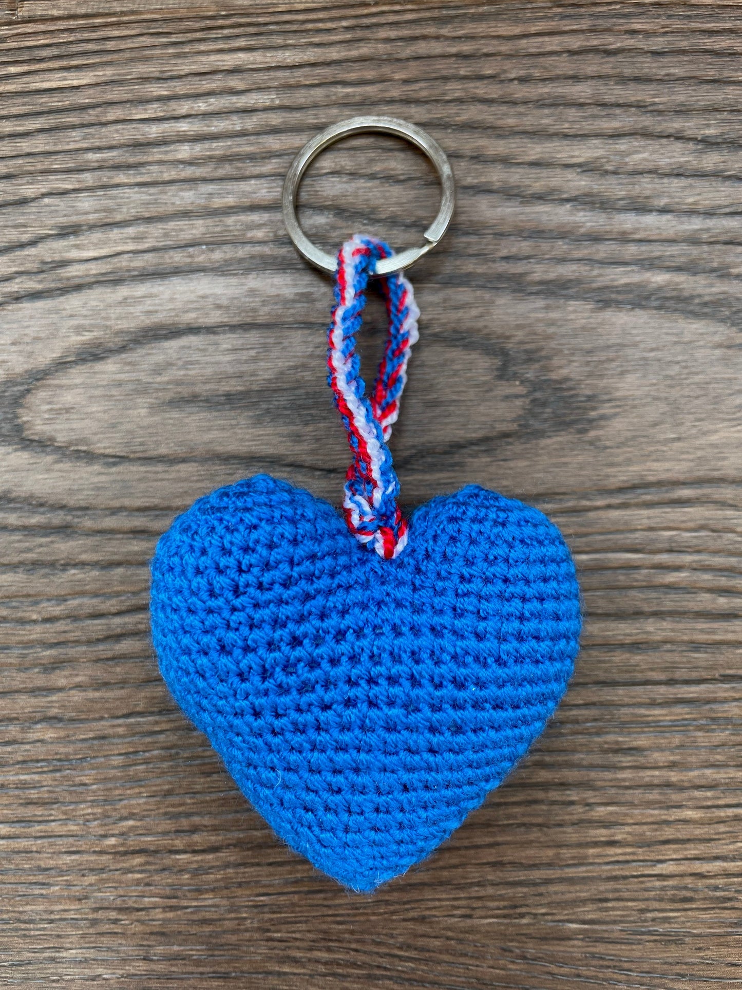 Union Jack British Flag Crocheted Heart Keyring Accessory