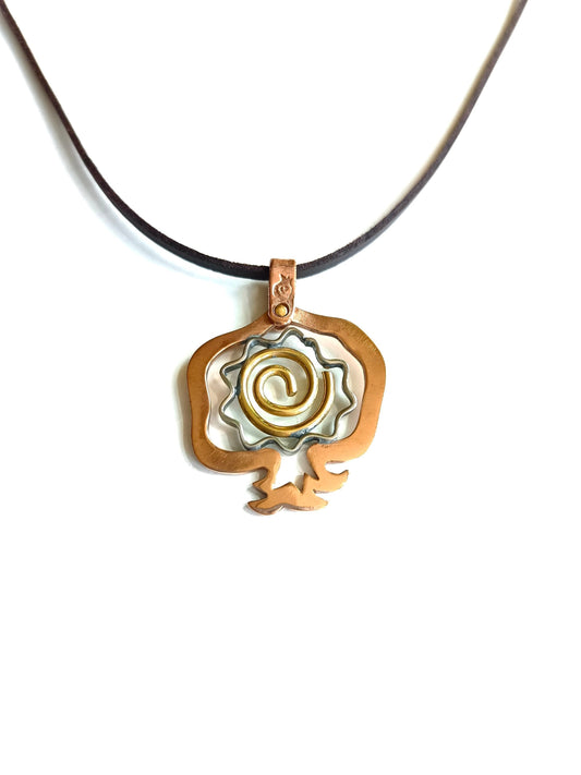 Pomegranate Sunburst Eternity Precious Metal Pendant Necklace