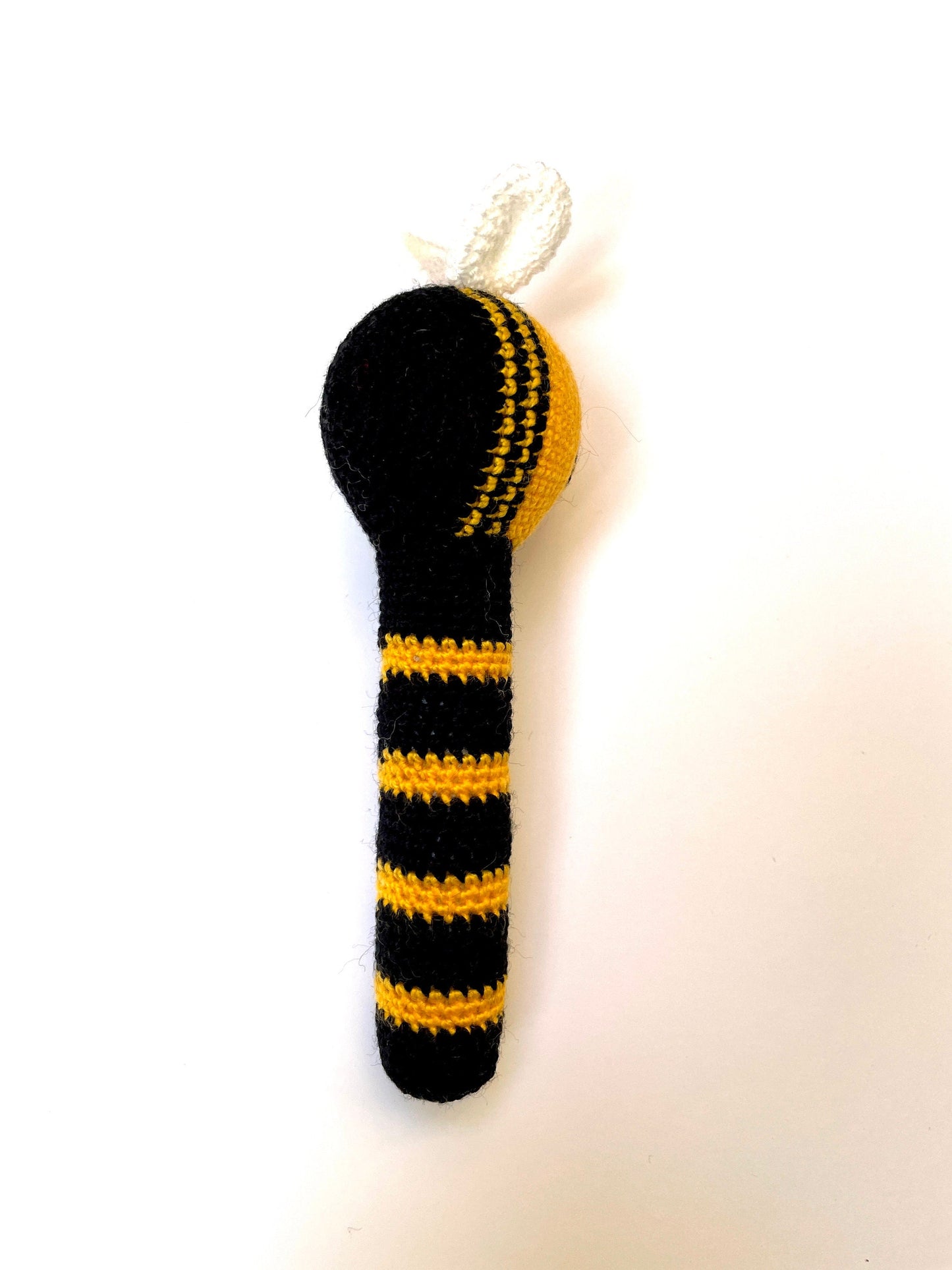 Crocheted Elephant, Giraffe, Puppy Dog or Bee Baby Stick Rattle