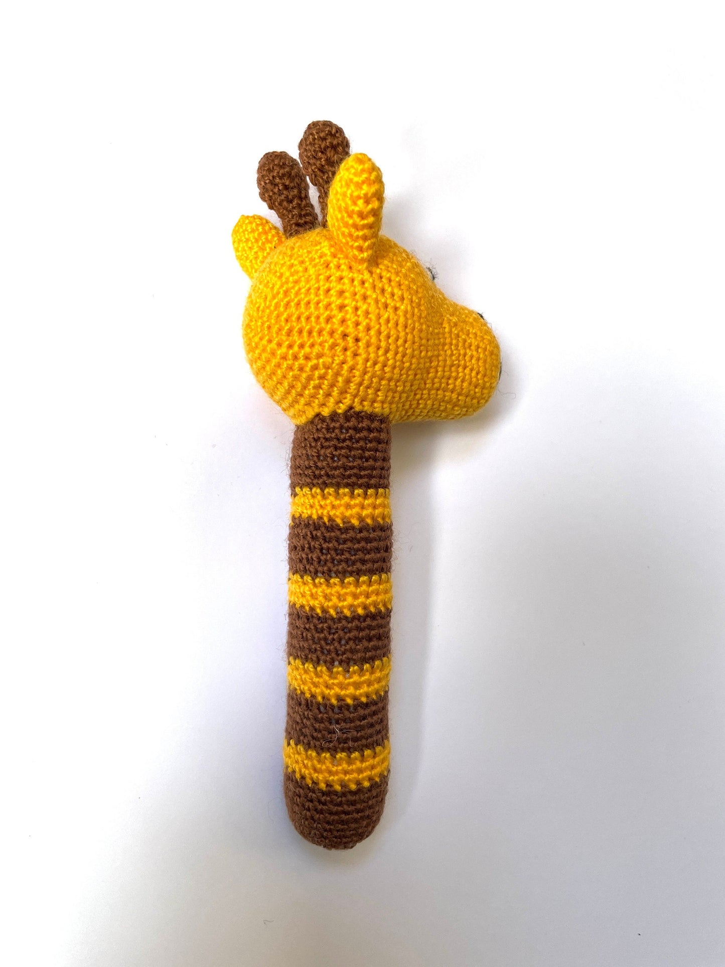Crocheted Elephant, Giraffe, Puppy Dog or Bee Baby Stick Rattle