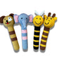Crocheted Elephant, Giraffe, Puppy Dog or Bee Baby Stick Rattle