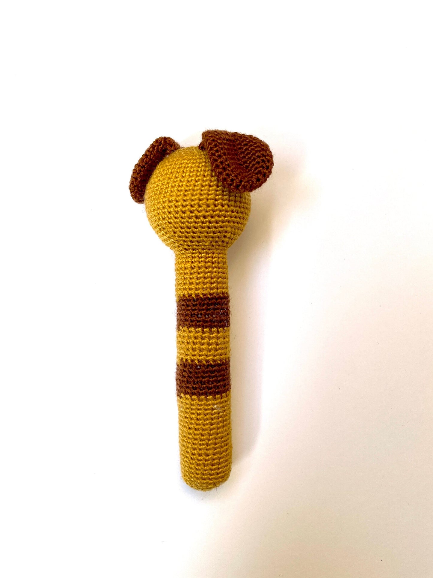 Crocheted Elephant, Giraffe, Puppy Dog or Bee Baby Stick Rattle