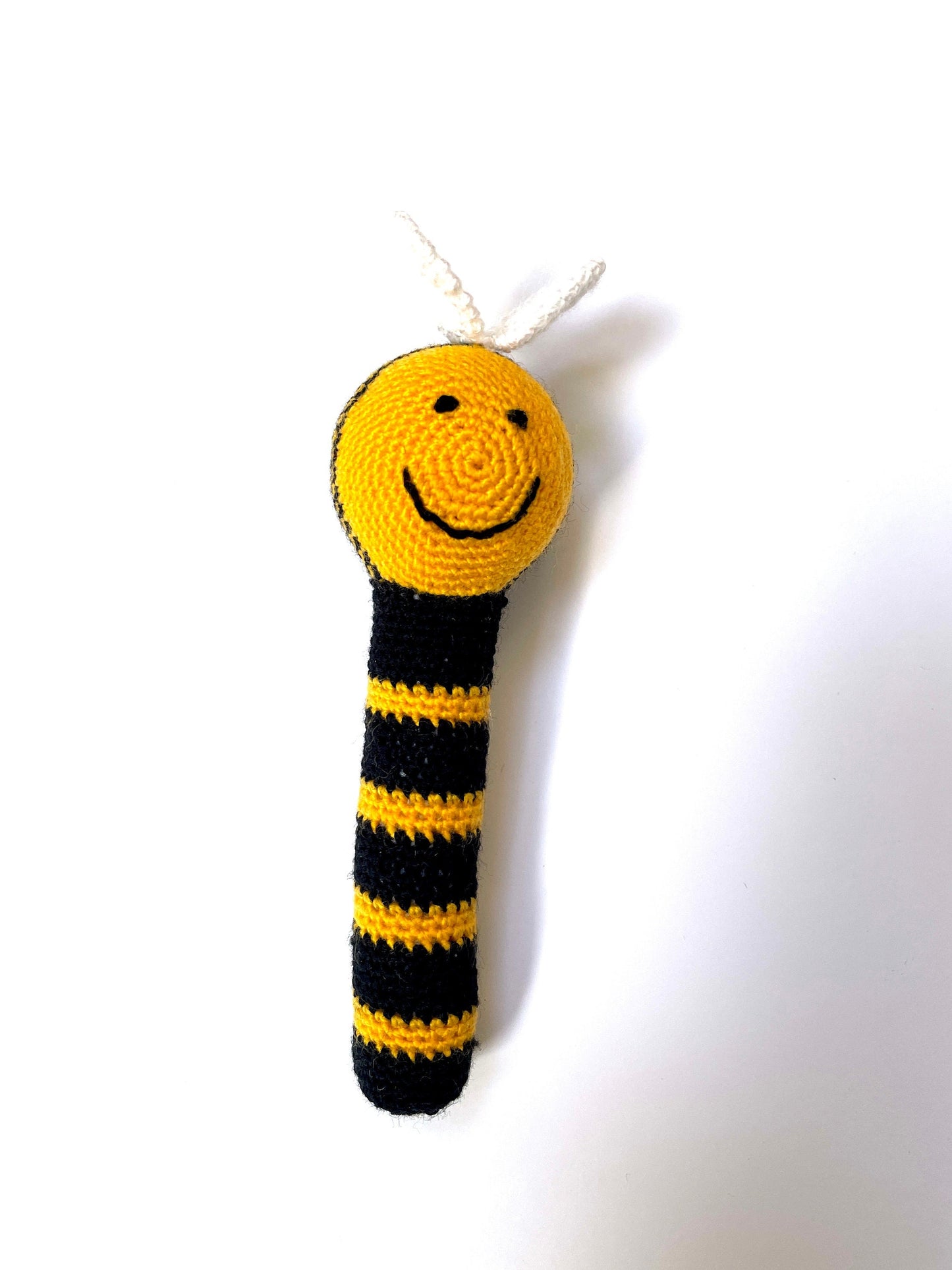 Crocheted Elephant, Giraffe, Puppy Dog or Bee Baby Stick Rattle